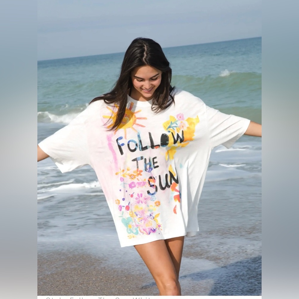 Natural Life Oversized White Follow The Sun Top Coverup One Size Fits Most L16 - Picture 2 of 6